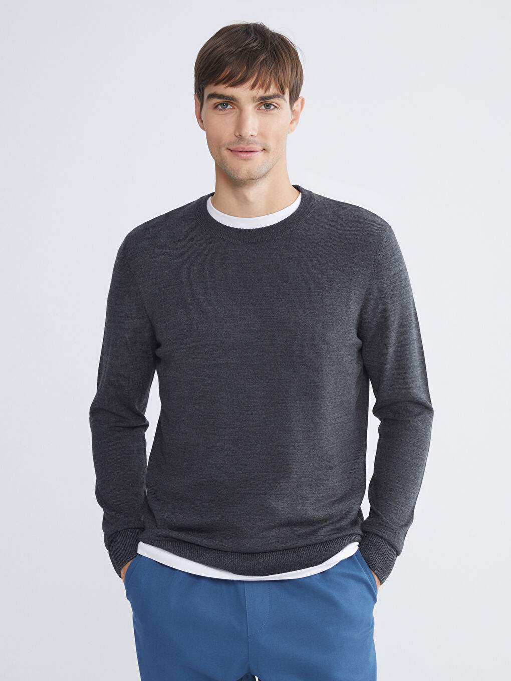Crew Neck Long Sleeve Basic Men's Sweater
