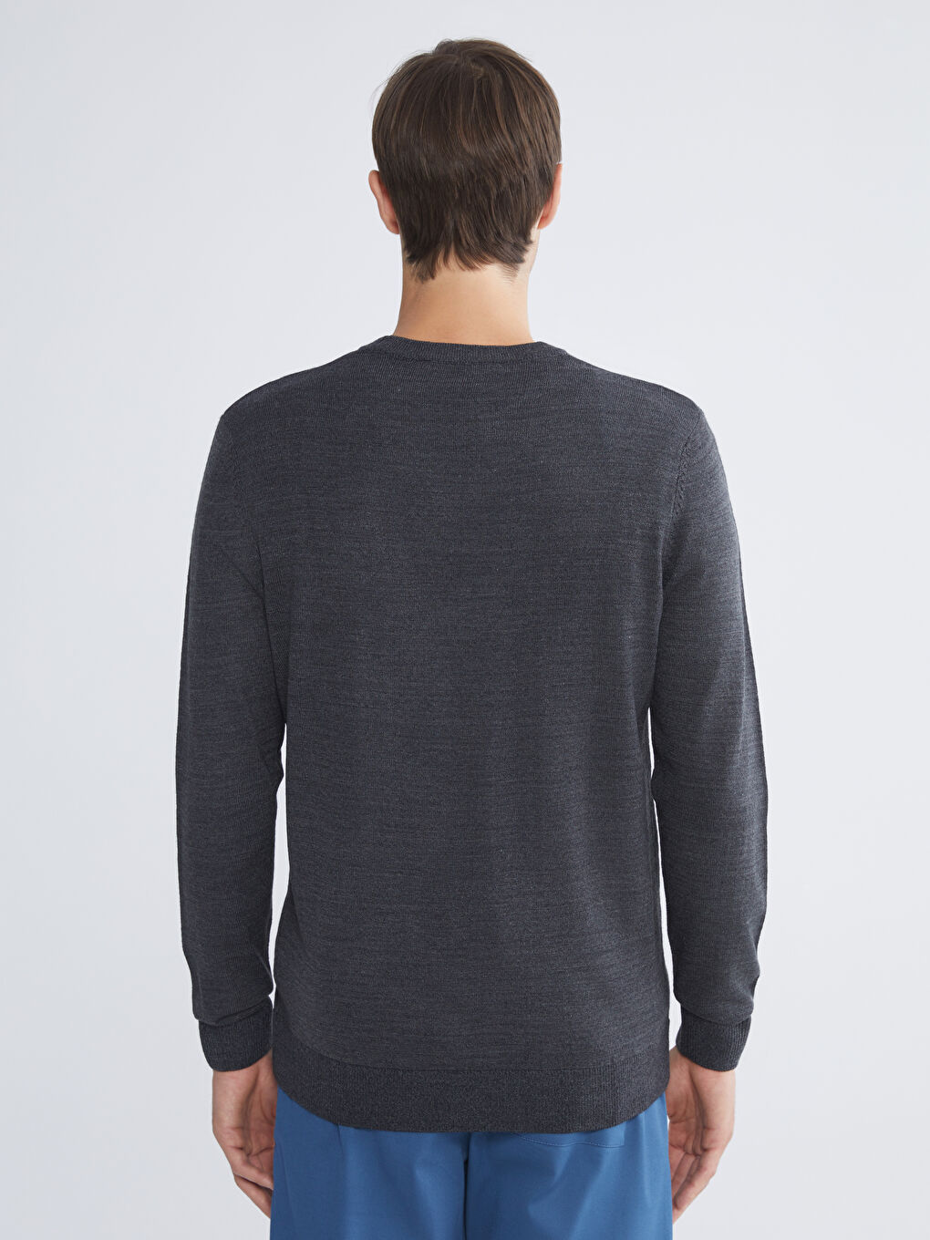 Crew Neck Long Sleeve Basic Men's Sweater-3