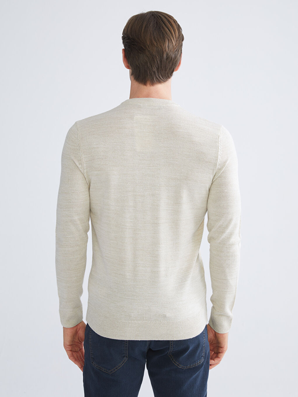 Crew Neck Long Sleeve Basic Men's Sweater-3