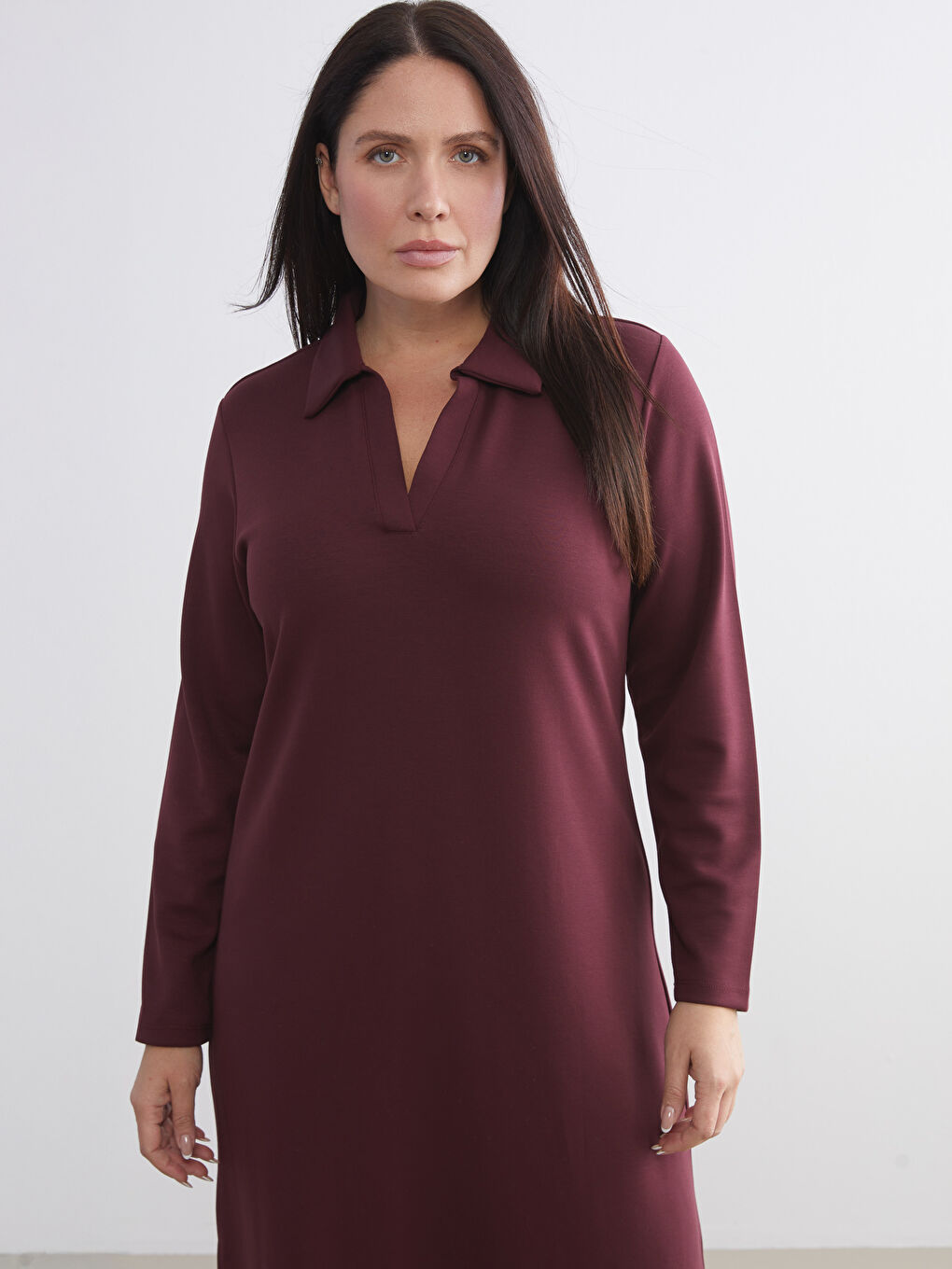 Plus Size Polo Neck Bodycon Dress-5