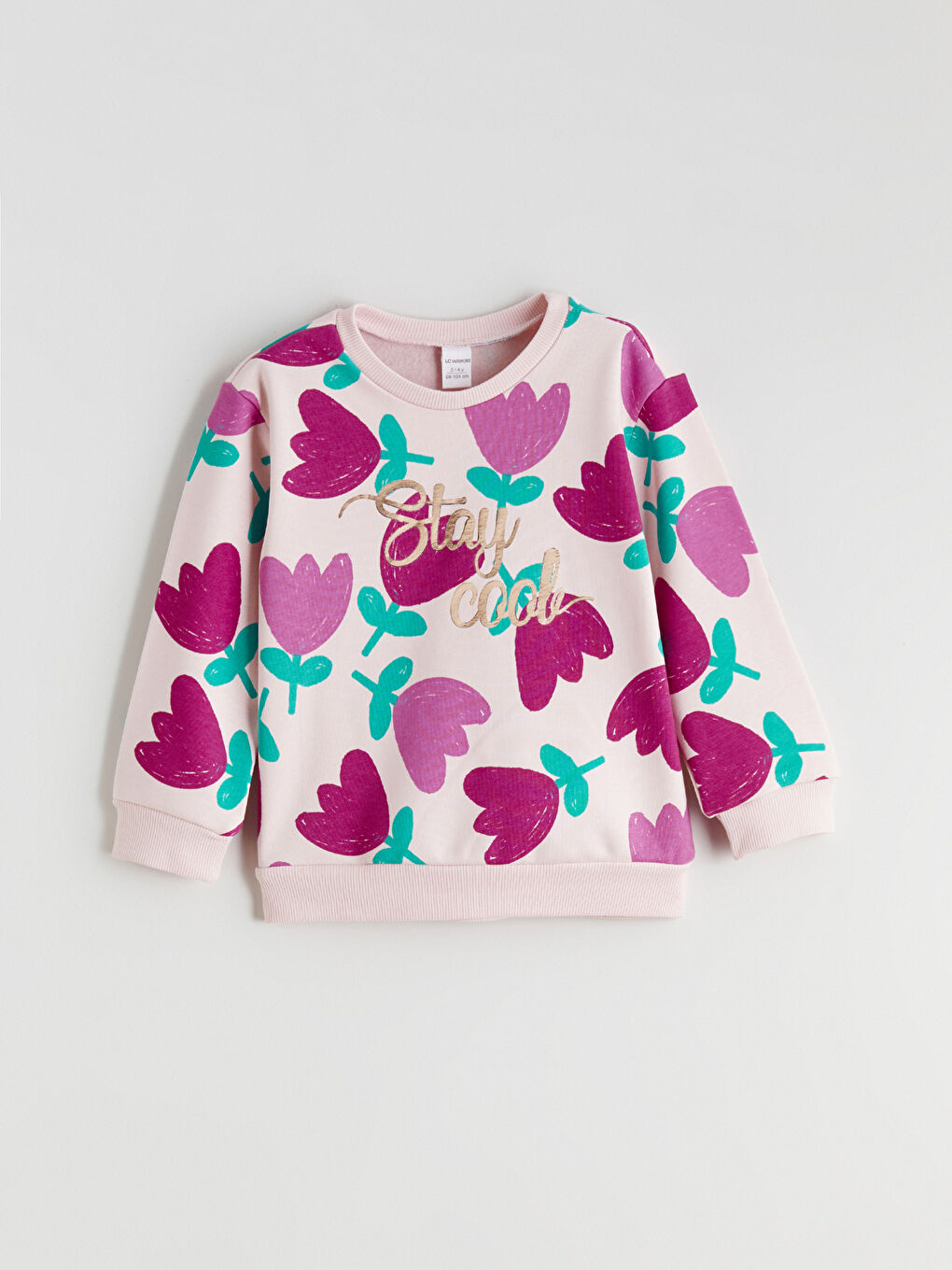 Pembe Baskılı Kız Çocuk Sweatshirt