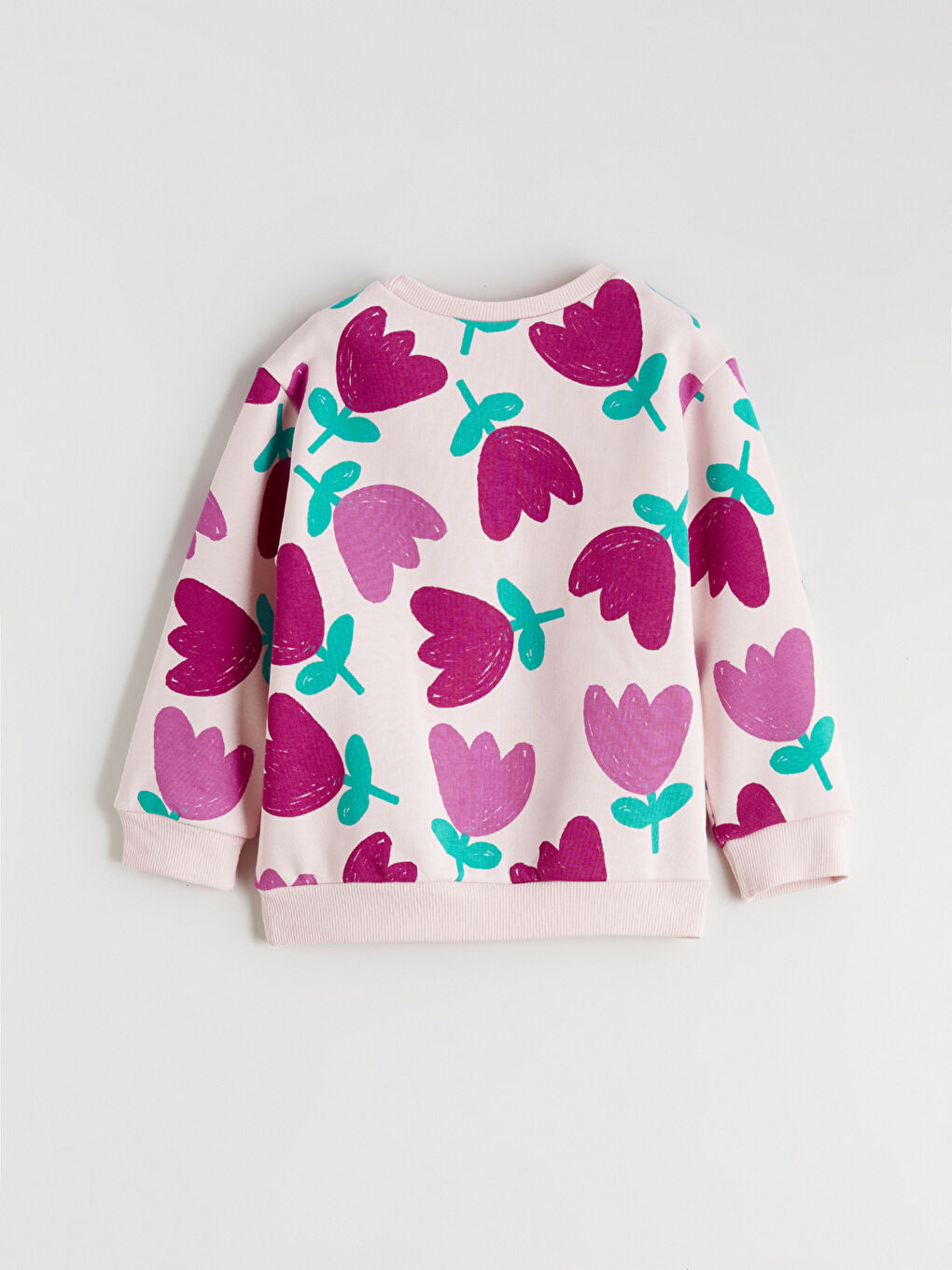 Pembe Baskılı Kız Çocuk Sweatshirt-1