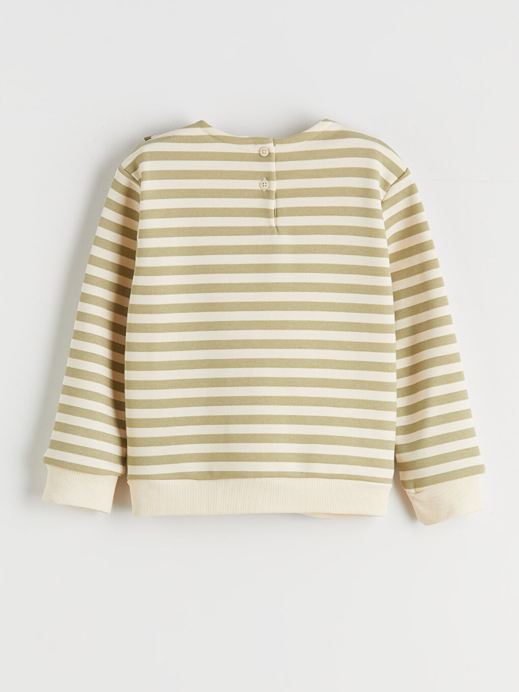 Haki Bebe Yaka Çizgili Kız Çocuk Sweatshirt-1