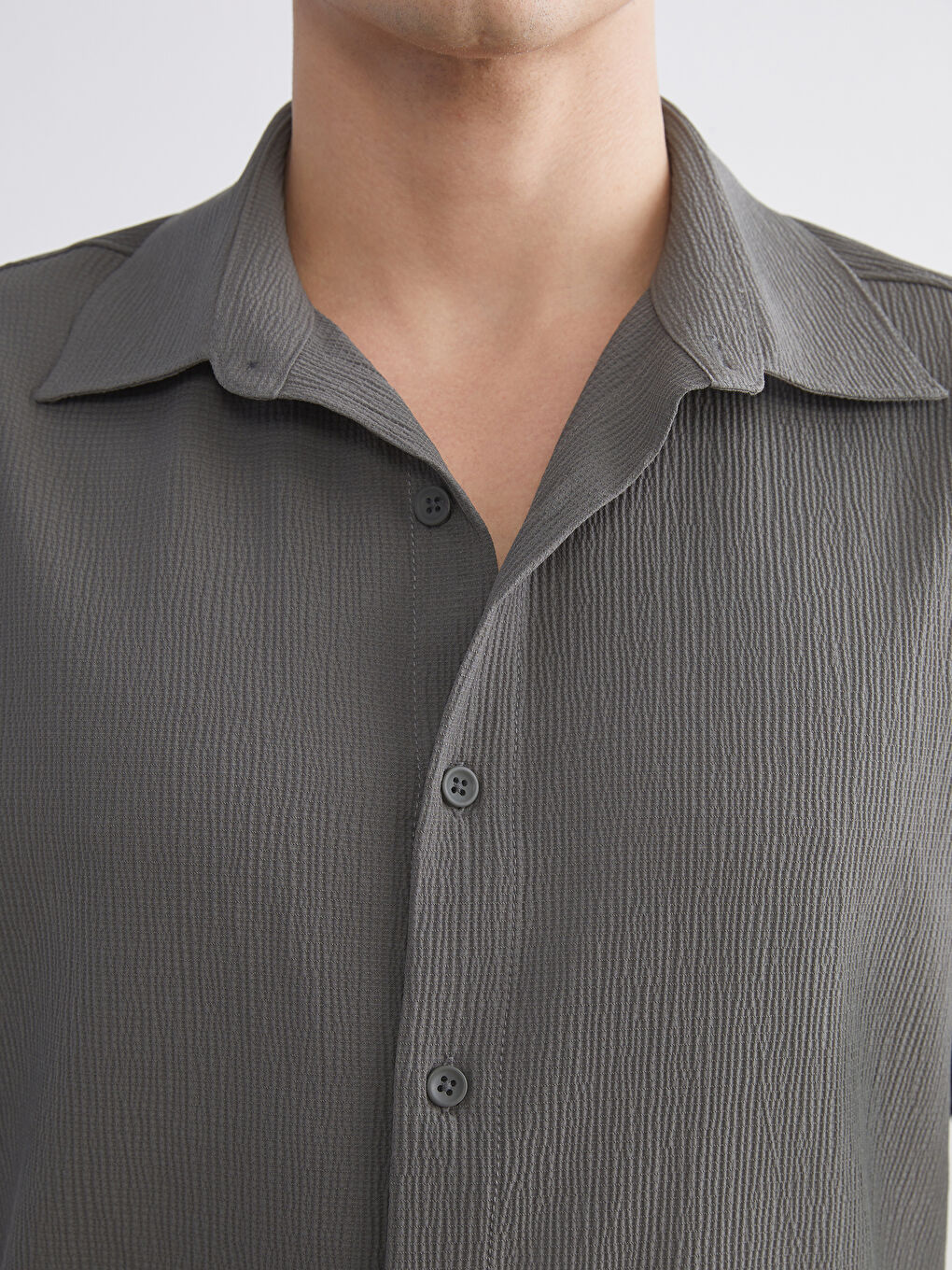 Yeşil Rahat Kalıp Kısa Kollu Erkek Gömlek-3