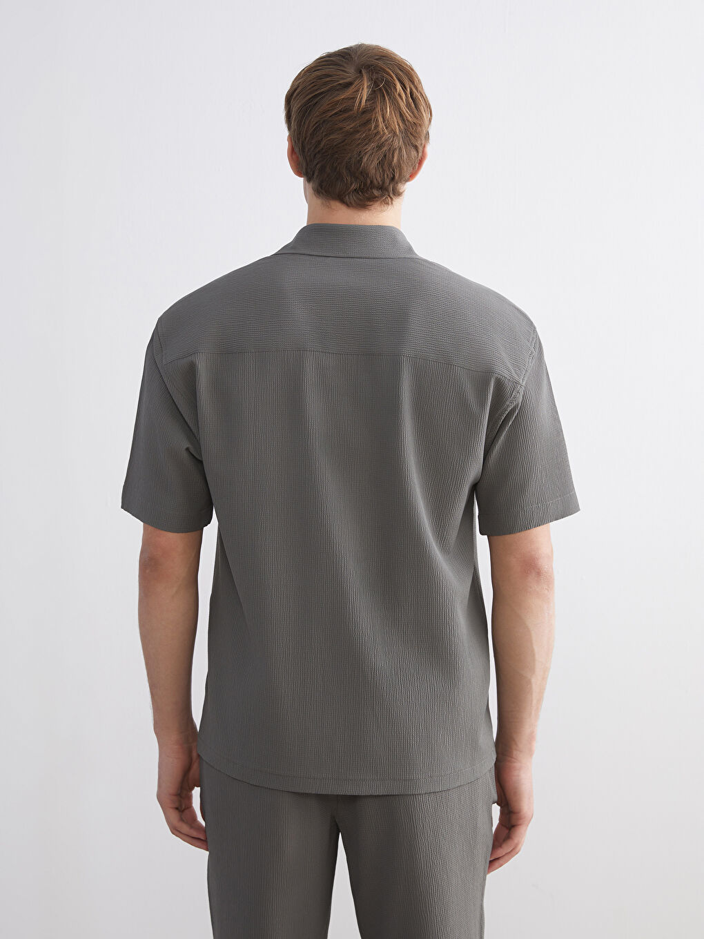 Yeşil Rahat Kalıp Kısa Kollu Erkek Gömlek-5