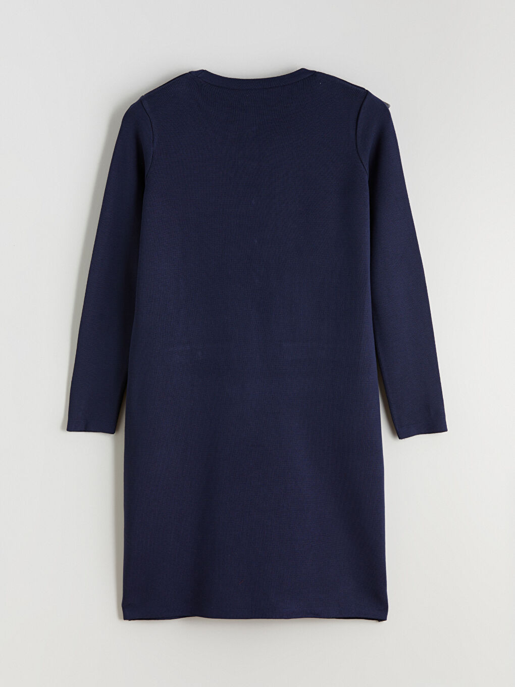 Lacivert Bisiklet Yaka Triko Elbise-5