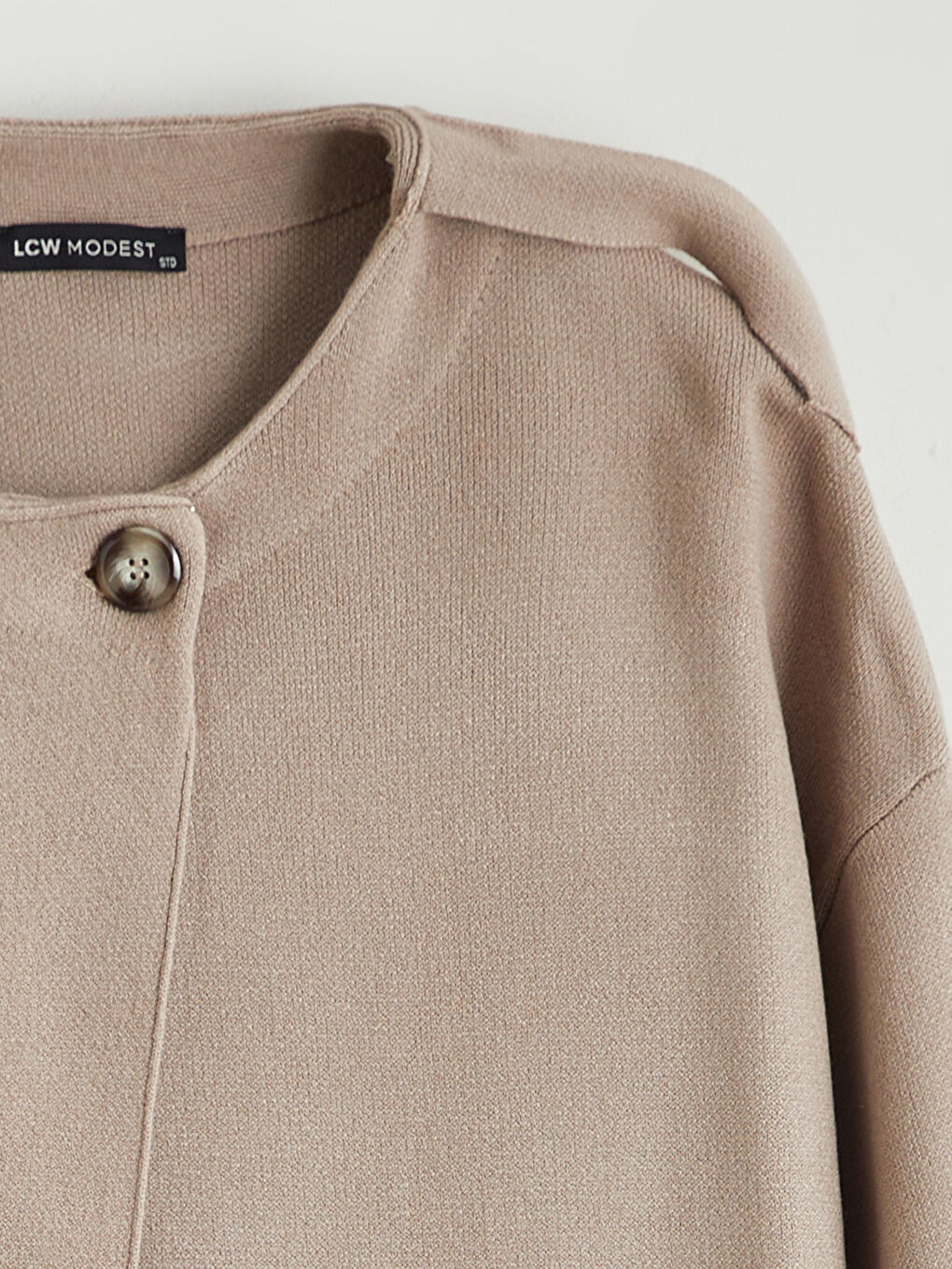 Bej Atkı Detaylı Oversize Kadın Triko Kazak-6