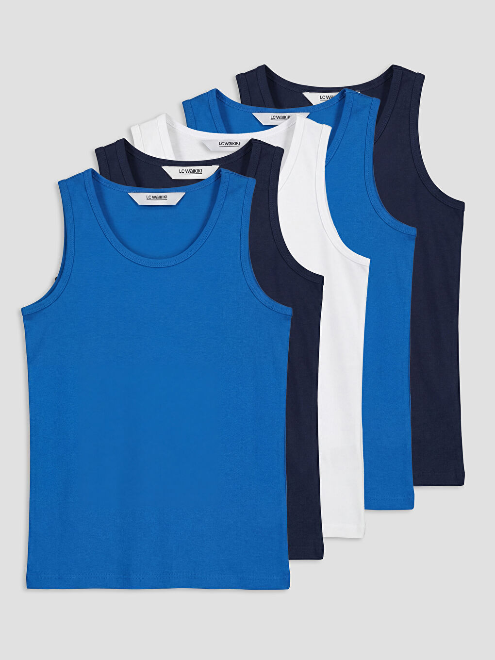 Lacivert Bisiklet Yaka Erkek Çocuk Atlet 5'li