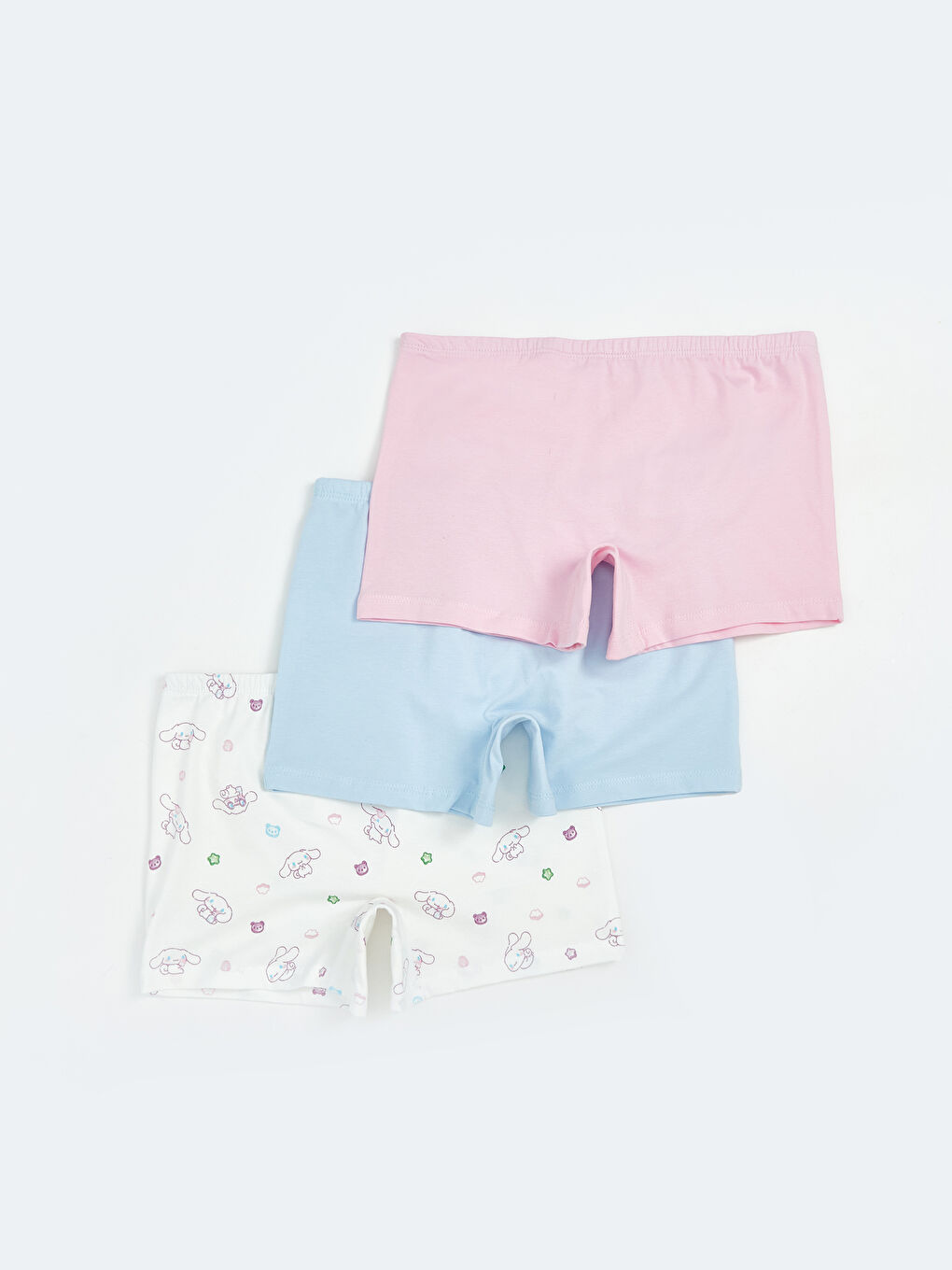 Beyaz Baskılı Kız Çocuk Boxer 3'lü-1