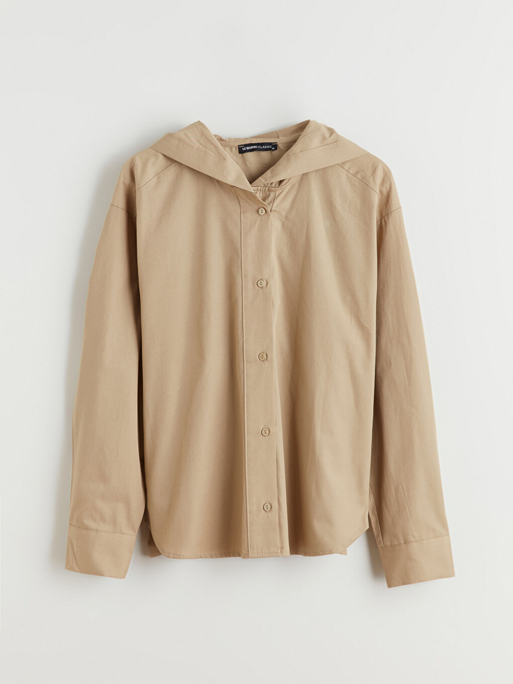 Haki Kapüşonlu Oversize Kadın Gömlek-4