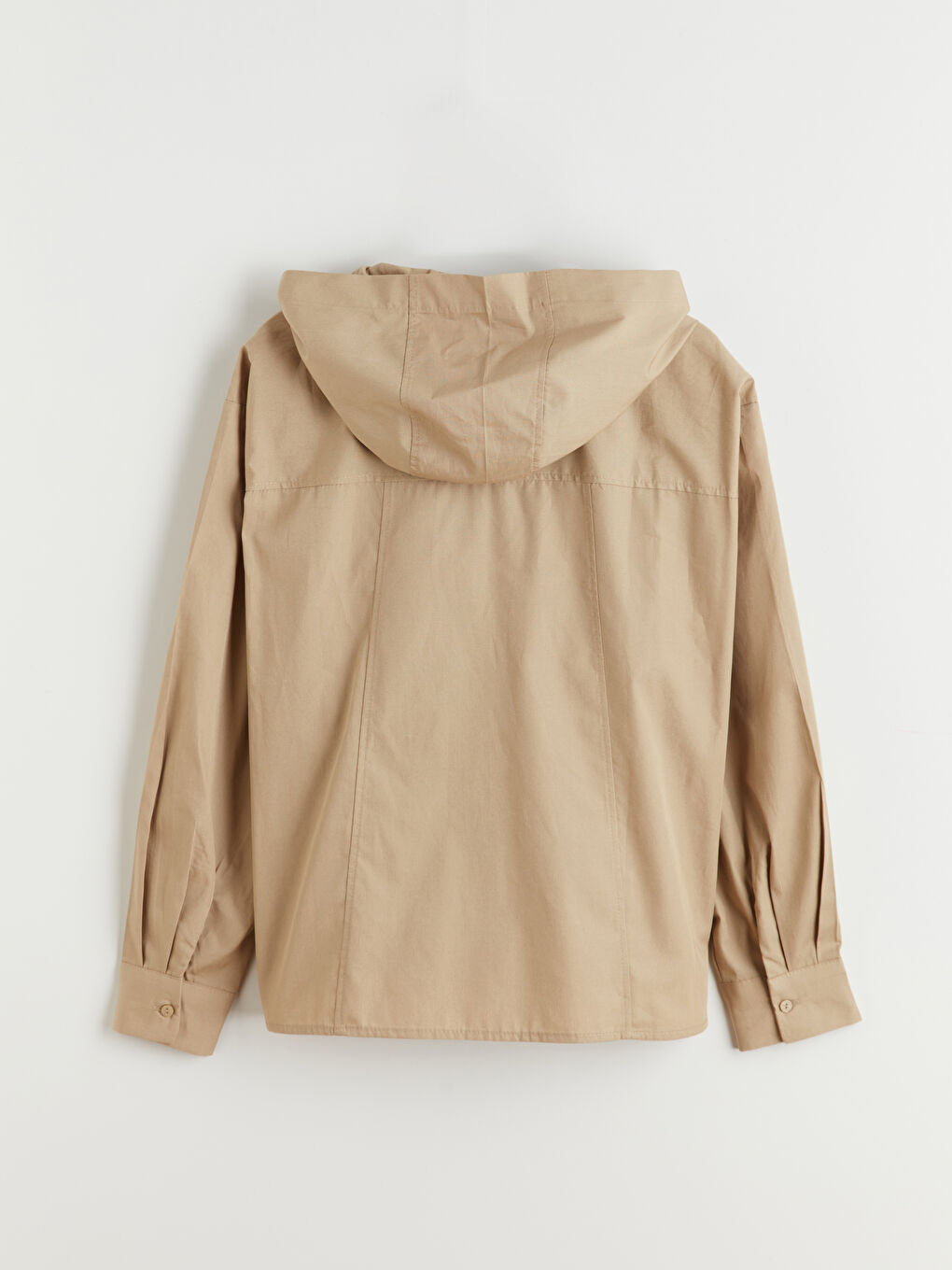 Haki Kapüşonlu Oversize Kadın Gömlek-5