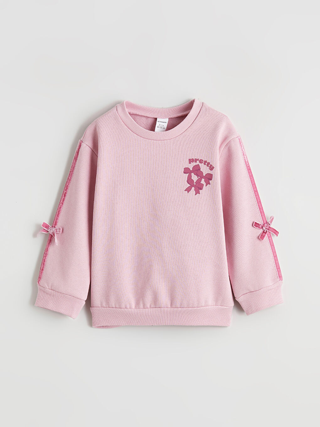 Pembe Fiyonklu Kız Çocuk Kalın Sweatshirt ve Eşofman Altı-1