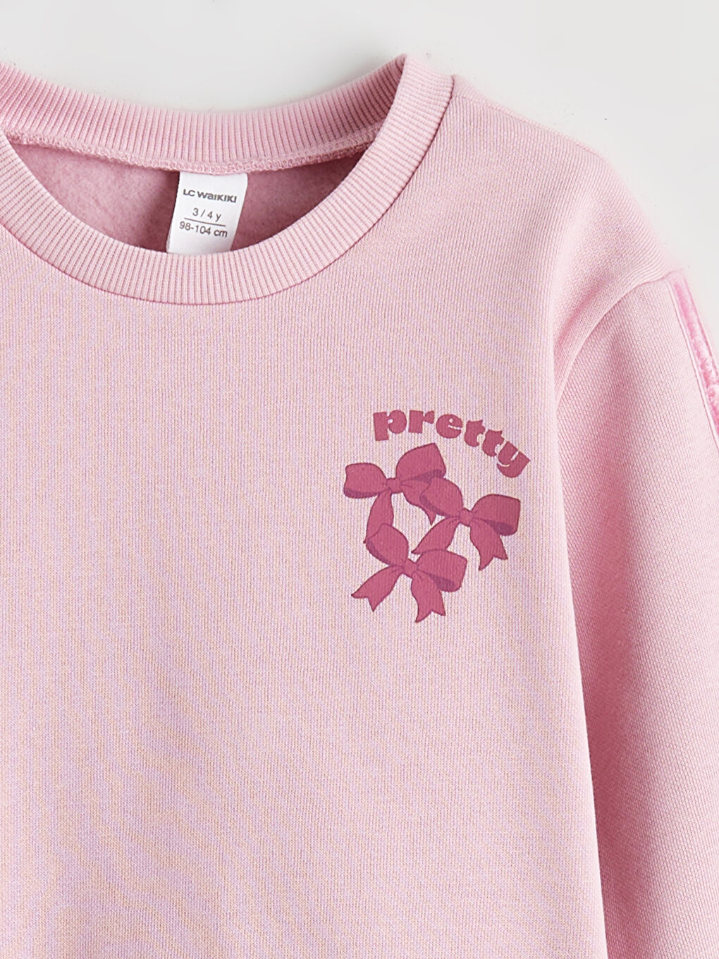 Pembe Fiyonklu Kız Çocuk Kalın Sweatshirt ve Eşofman Altı-2