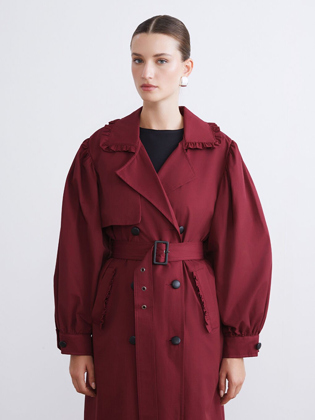 معطف ترنش بصفين زراير للسيدات-6