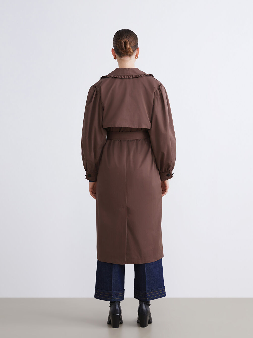 معطف خندق مزدوج الصدر للسيدات-6