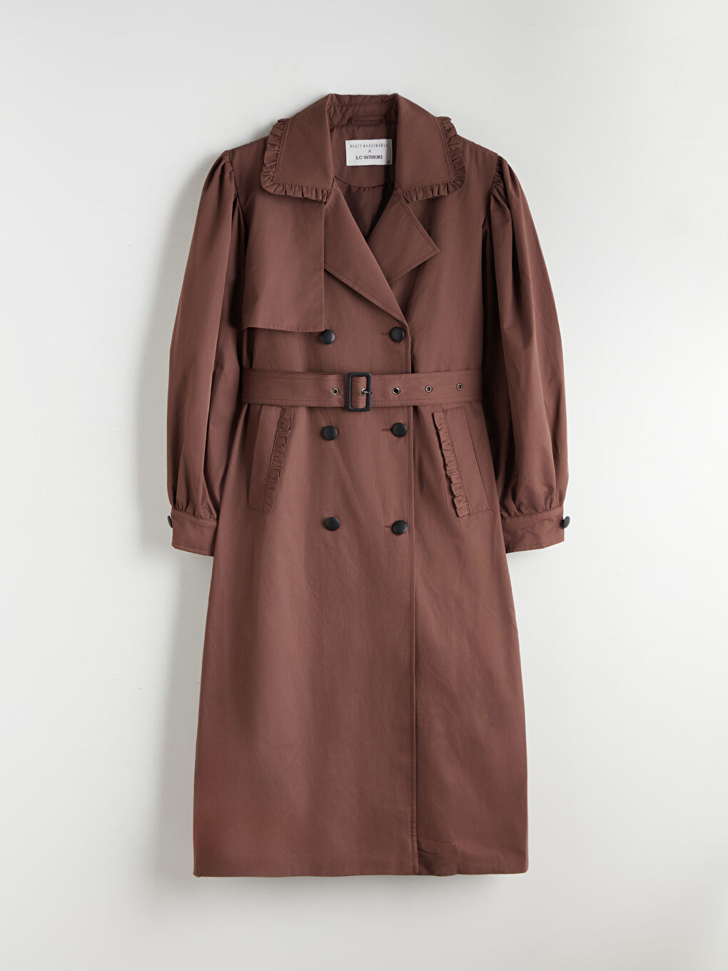 معطف خندق مزدوج الصدر للسيدات-7