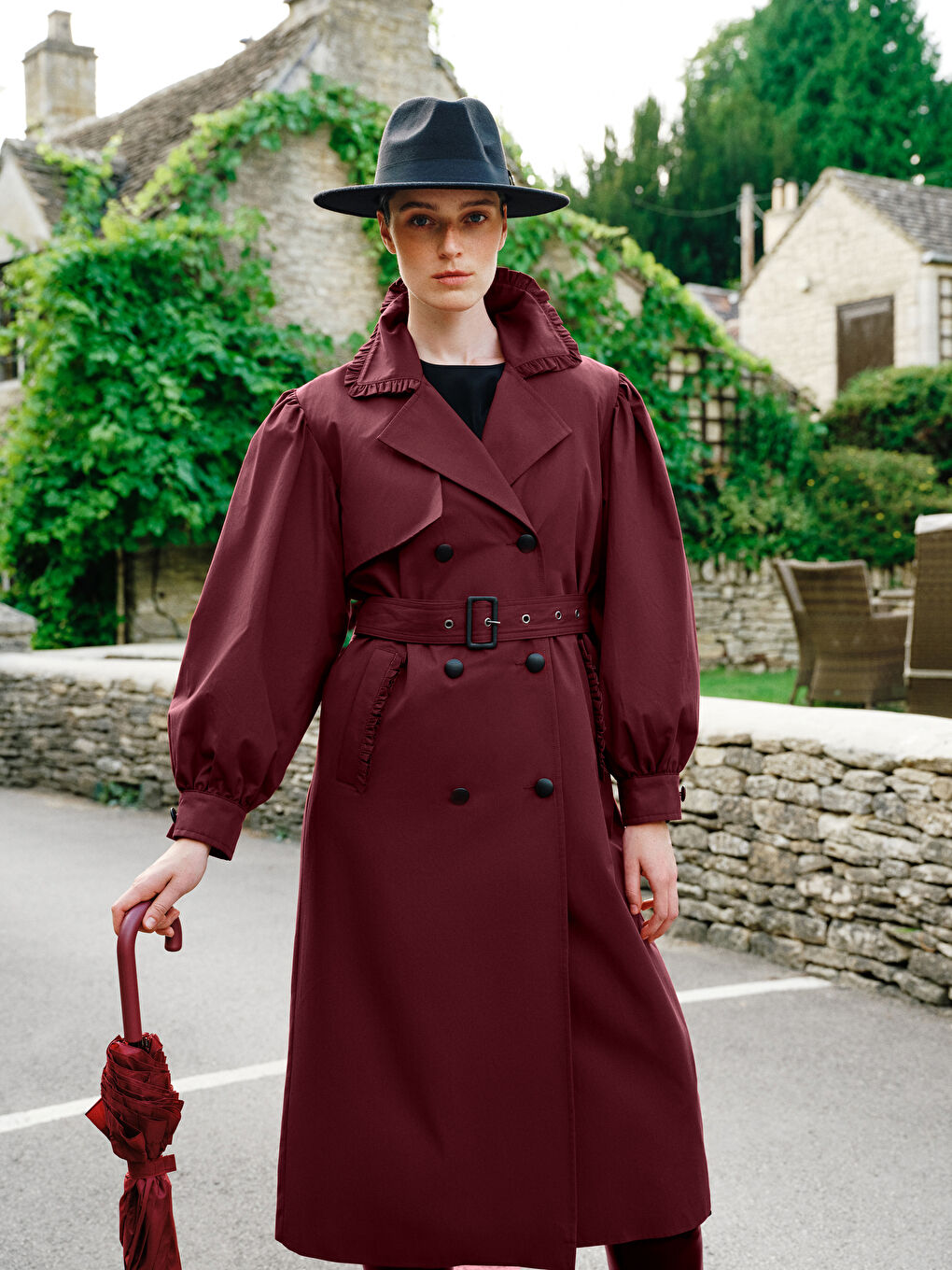 معطف ترنش بصفين زراير للسيدات-1