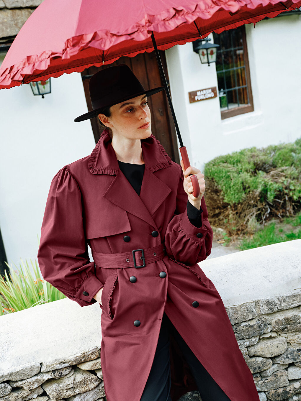 معطف ترنش بصفين زراير للسيدات-2