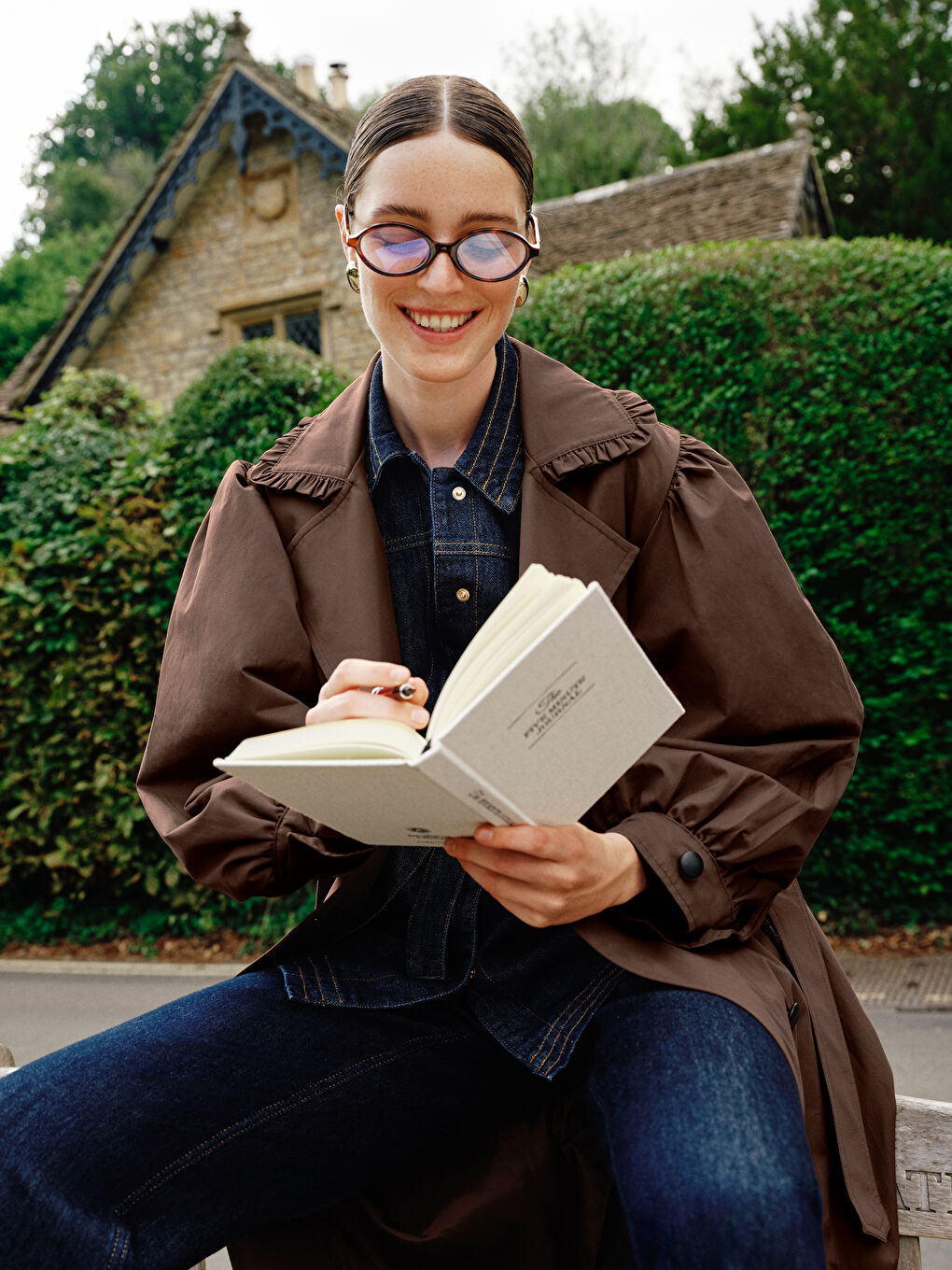 معطف خندق مزدوج الصدر للسيدات