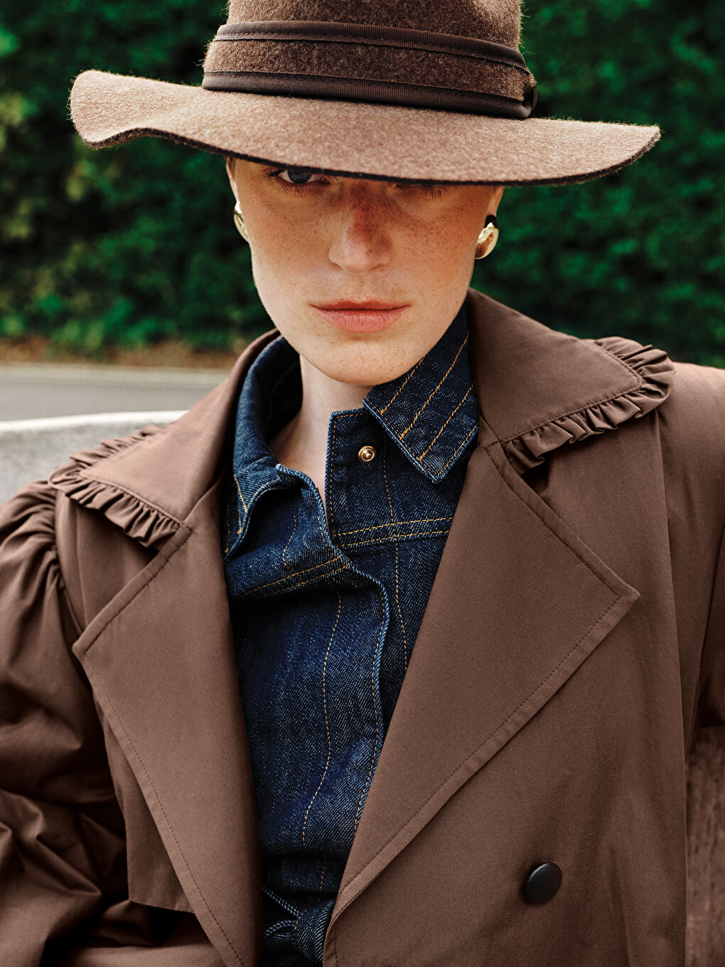 معطف خندق مزدوج الصدر للسيدات-1