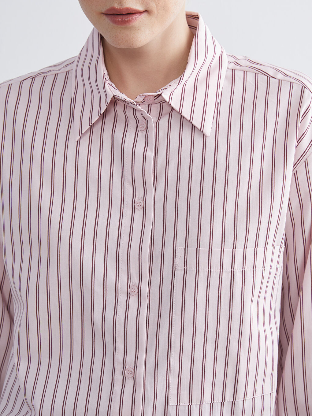 LCW Modest Striped Poplin Women's Shirt Tunic -W5JT67Z8-LHK