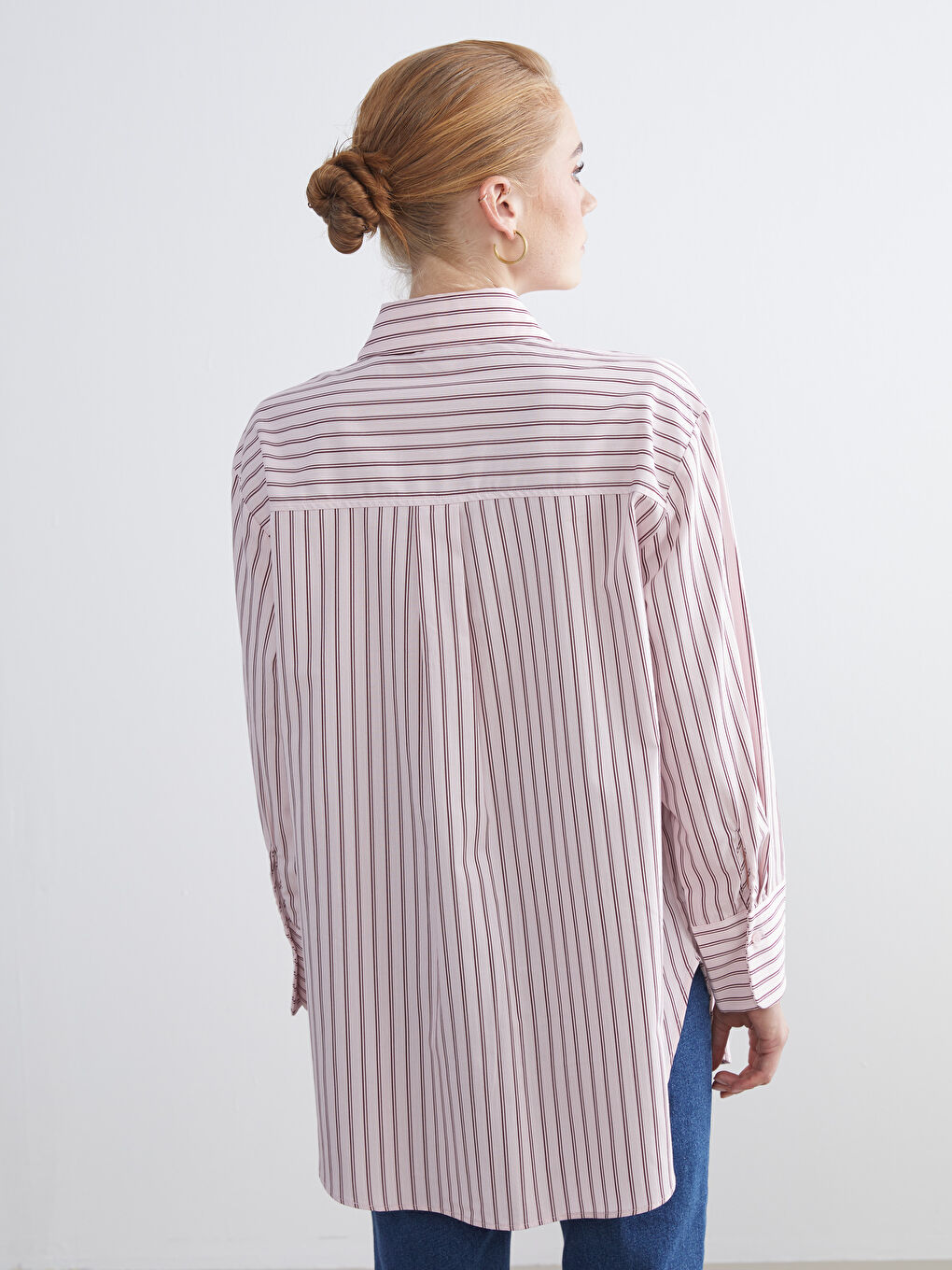 LCW Modest Striped Poplin Women's Shirt Tunic -W5JT67Z8-LHK