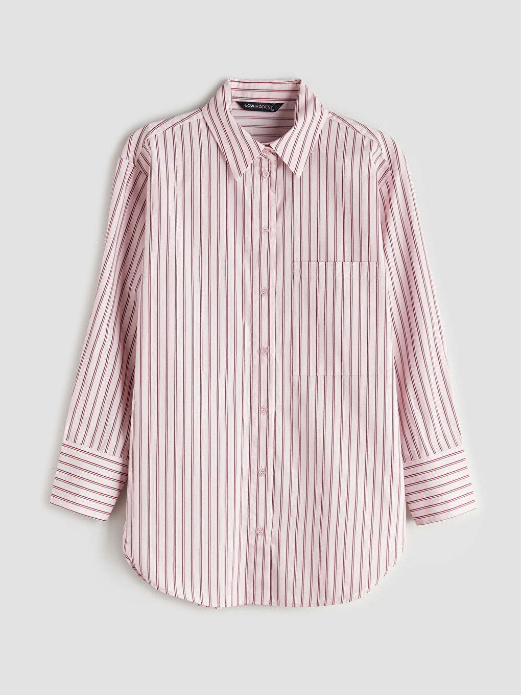 LCW Modest Striped Poplin Women's Shirt Tunic -W5JT67Z8-LHK