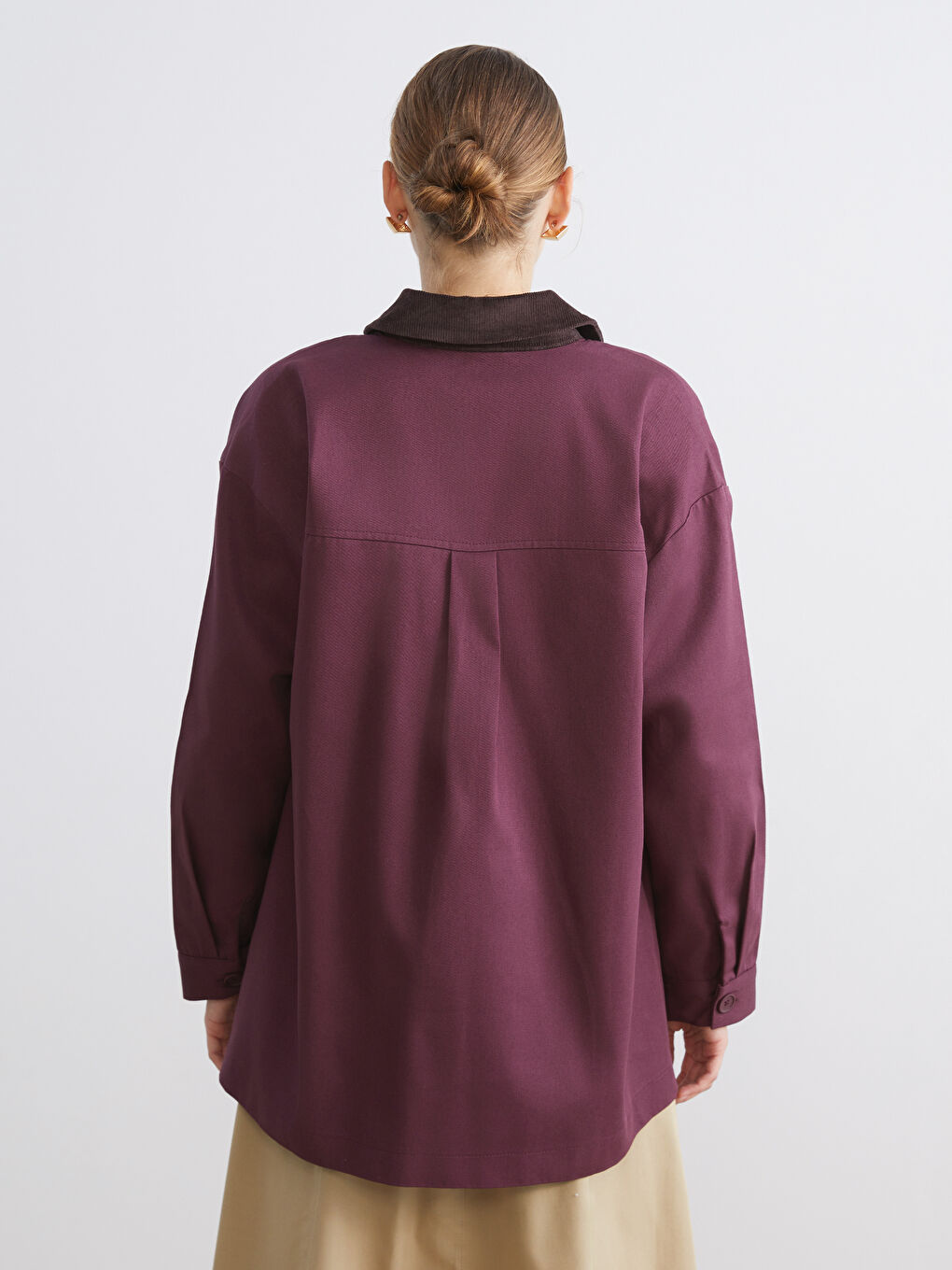 Collared Neck Oversize Women's Jacket-4