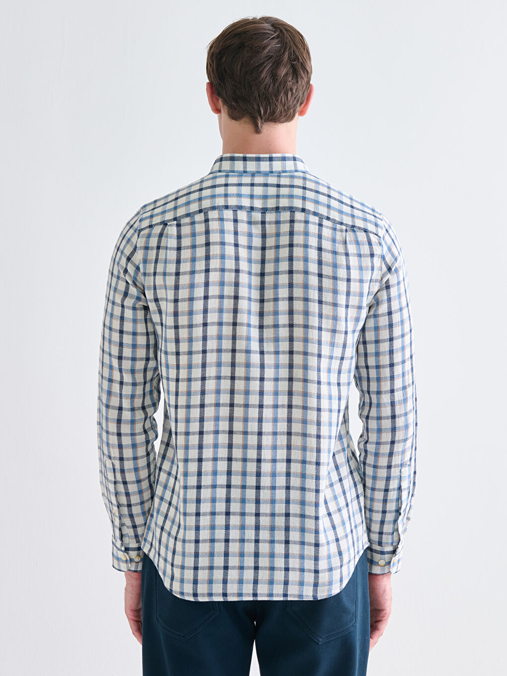 Mavi Regular Fit Uzun Kollu Ekose Armürlü Erkek Gömlek-3
