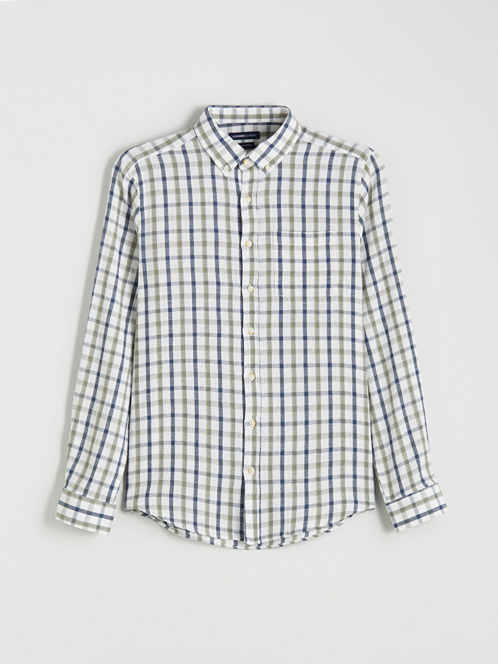 Yeşil Regular Fit Uzun Kollu Ekose Armürlü Erkek Gömlek-4