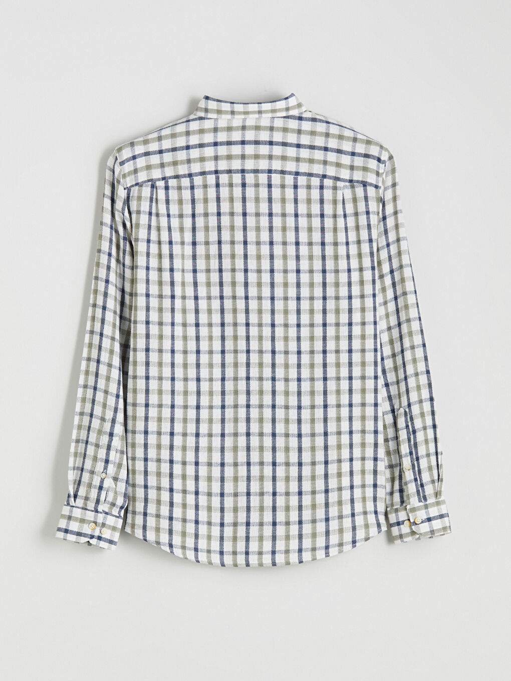 Yeşil Regular Fit Uzun Kollu Ekose Armürlü Erkek Gömlek-5