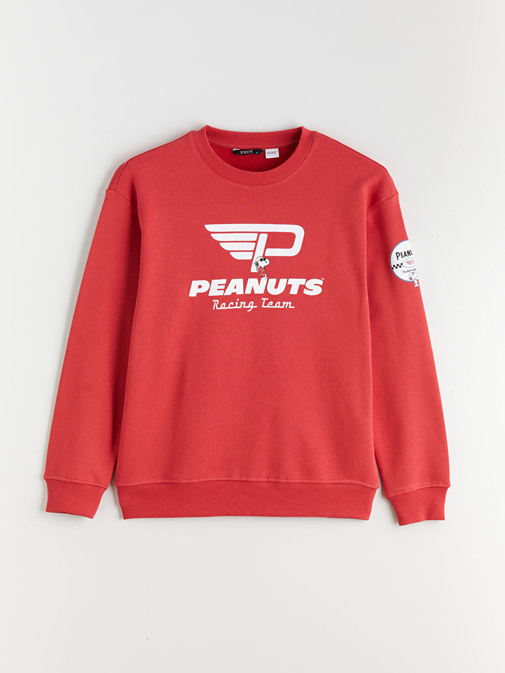 Kırmızı Bisiklet Yaka Snoopy Baskılı Erkek Sweatshirt-4