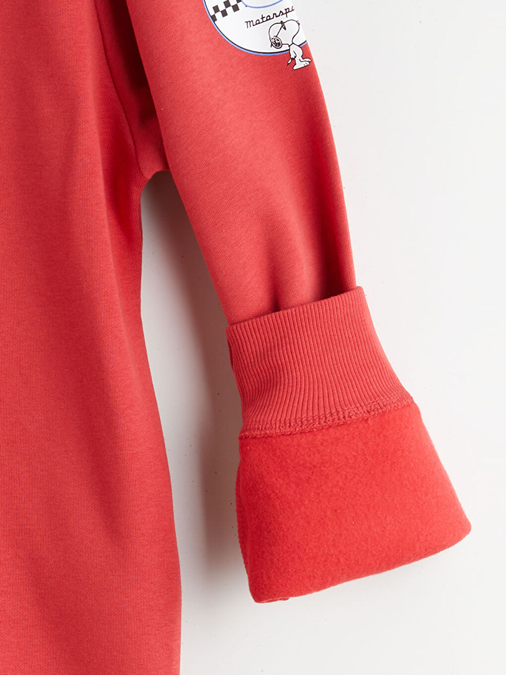 Kırmızı Bisiklet Yaka Snoopy Baskılı Erkek Sweatshirt-5