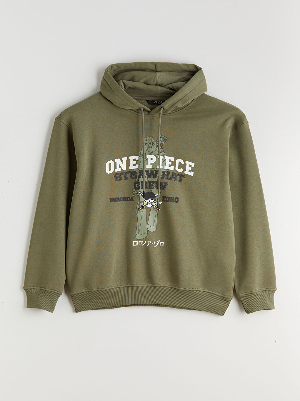 Yeşil Uzun Kollu One Piece Baskılı Erkek Hoodie-5