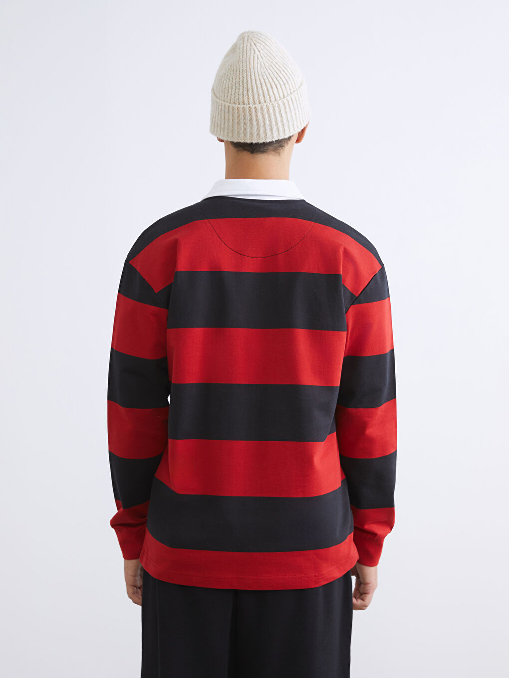 Kırmızı Polo Yaka Harvard Baskılı Erkek Sweatshirt-3
