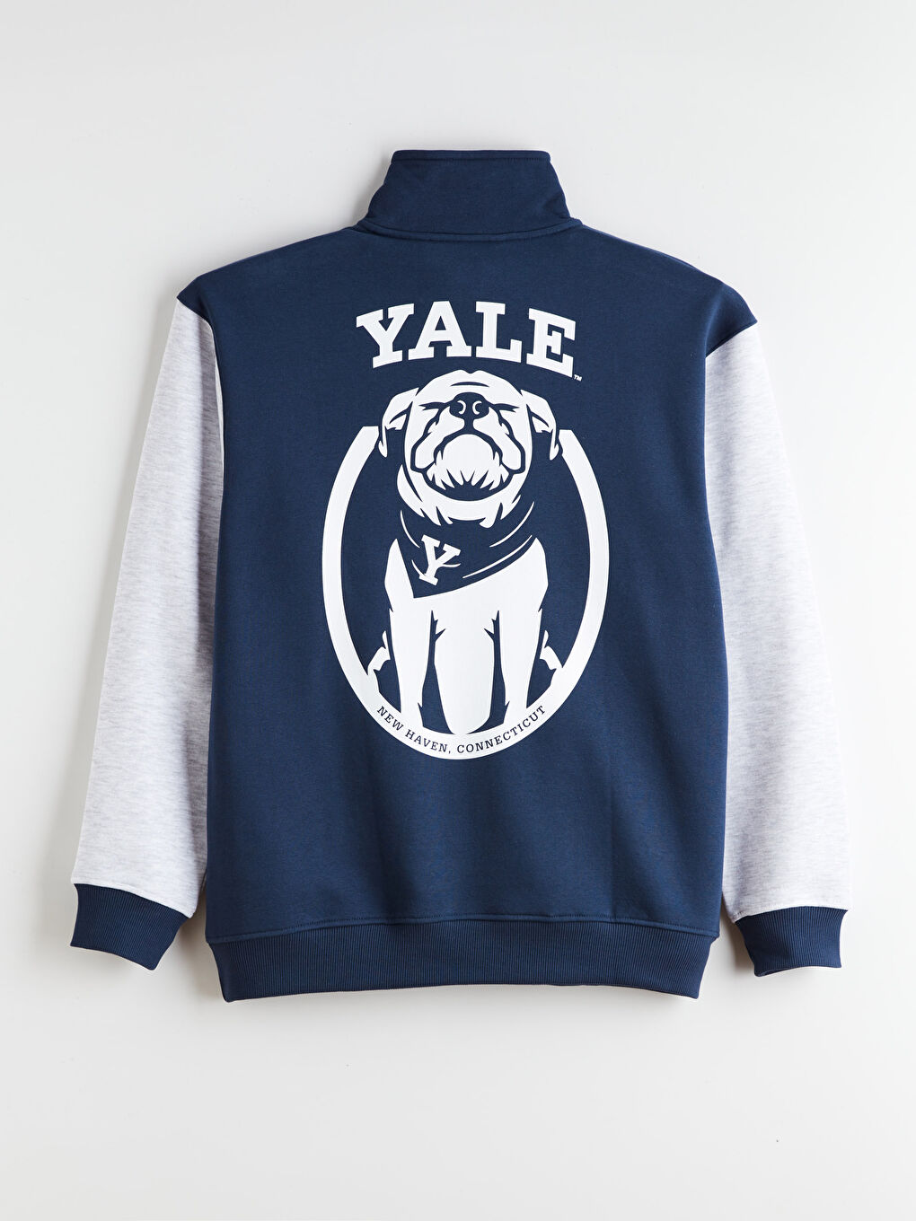 Funnel Neck Yale University Printed Men's Sweatshirt-5