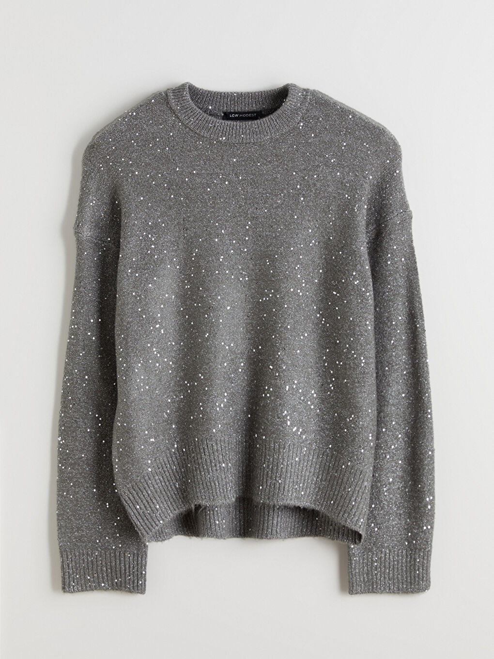 Džemper od trikotaže sa okruglim izrezom i ukrasima za žene-4