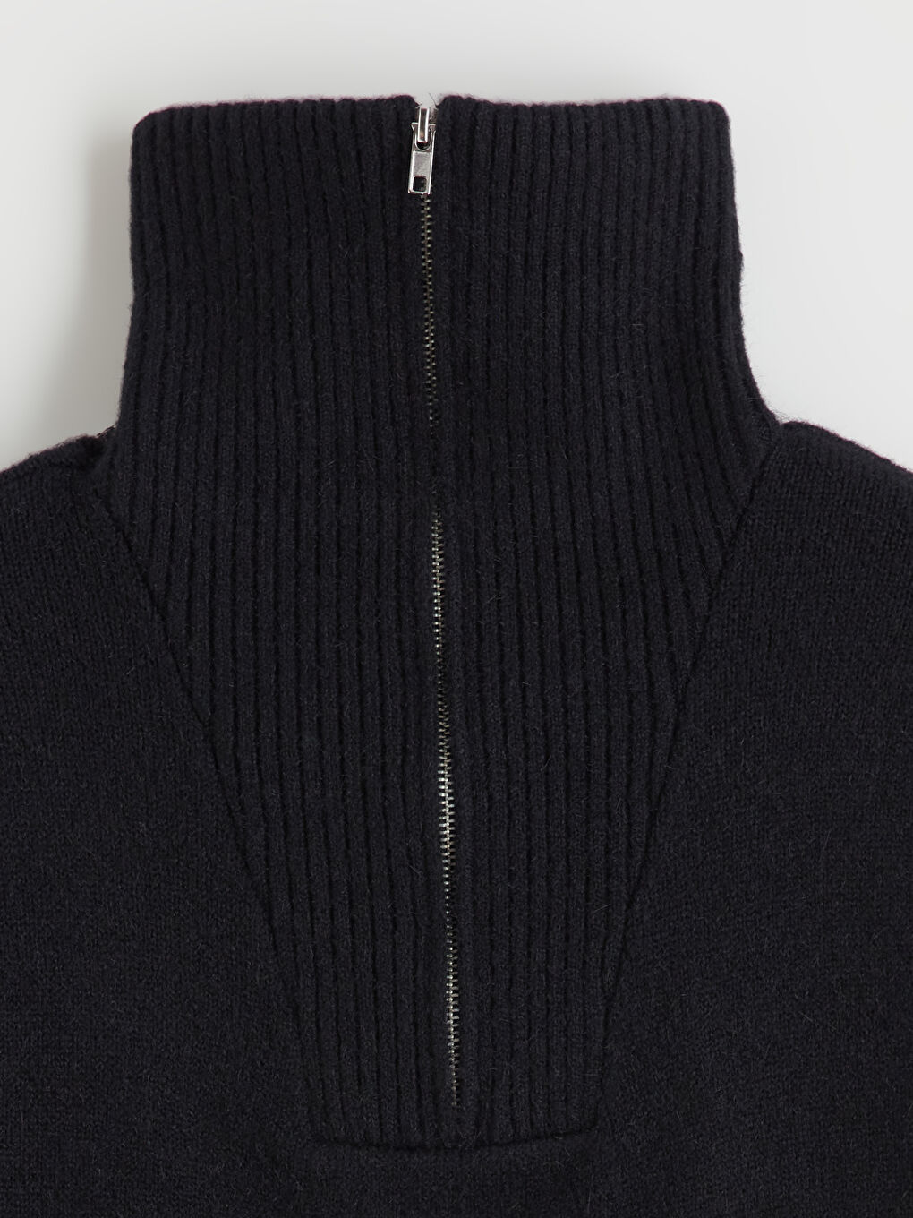 Fermuarlı Polo Yaka Kadın Triko Kazak-6