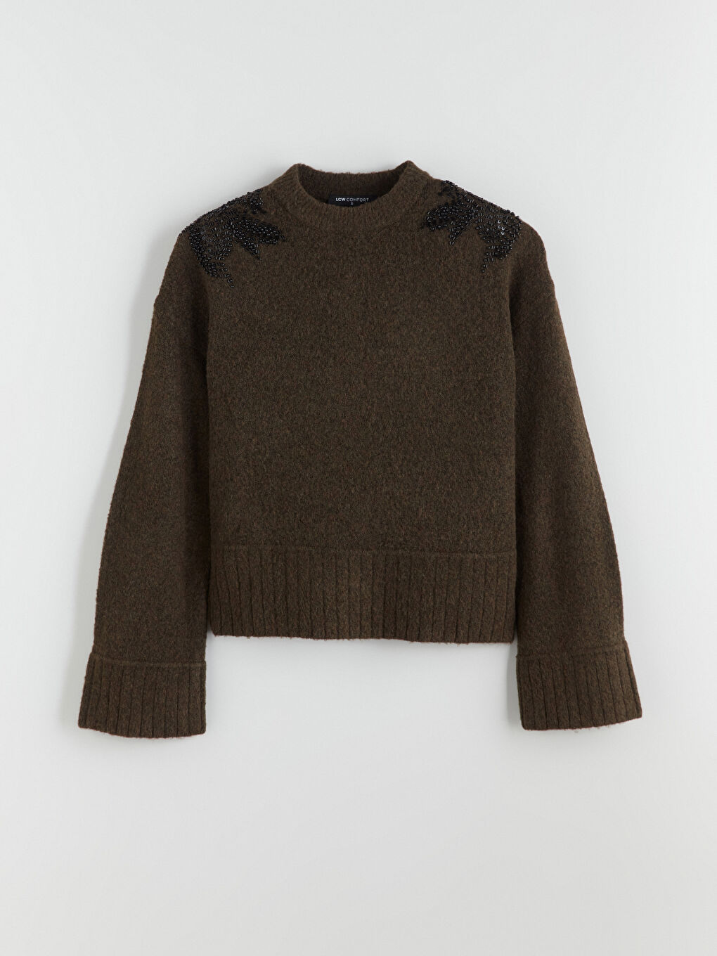 Crew Neck Beaded Embellished Women's Knitwear Sweater-5