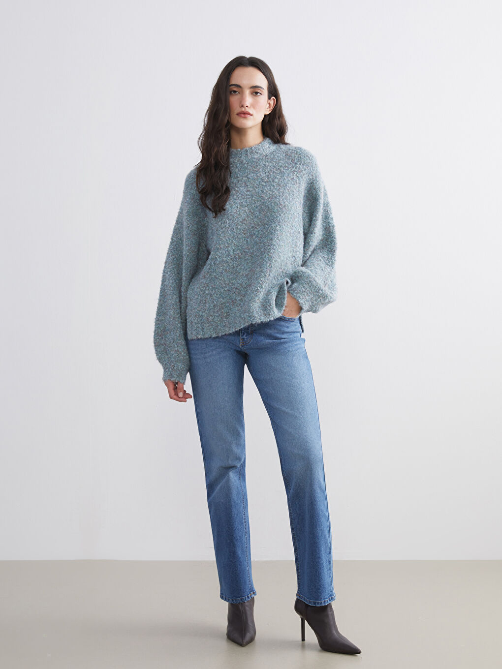 Crew Neck Oversize Women's Knitwear Sweater-1