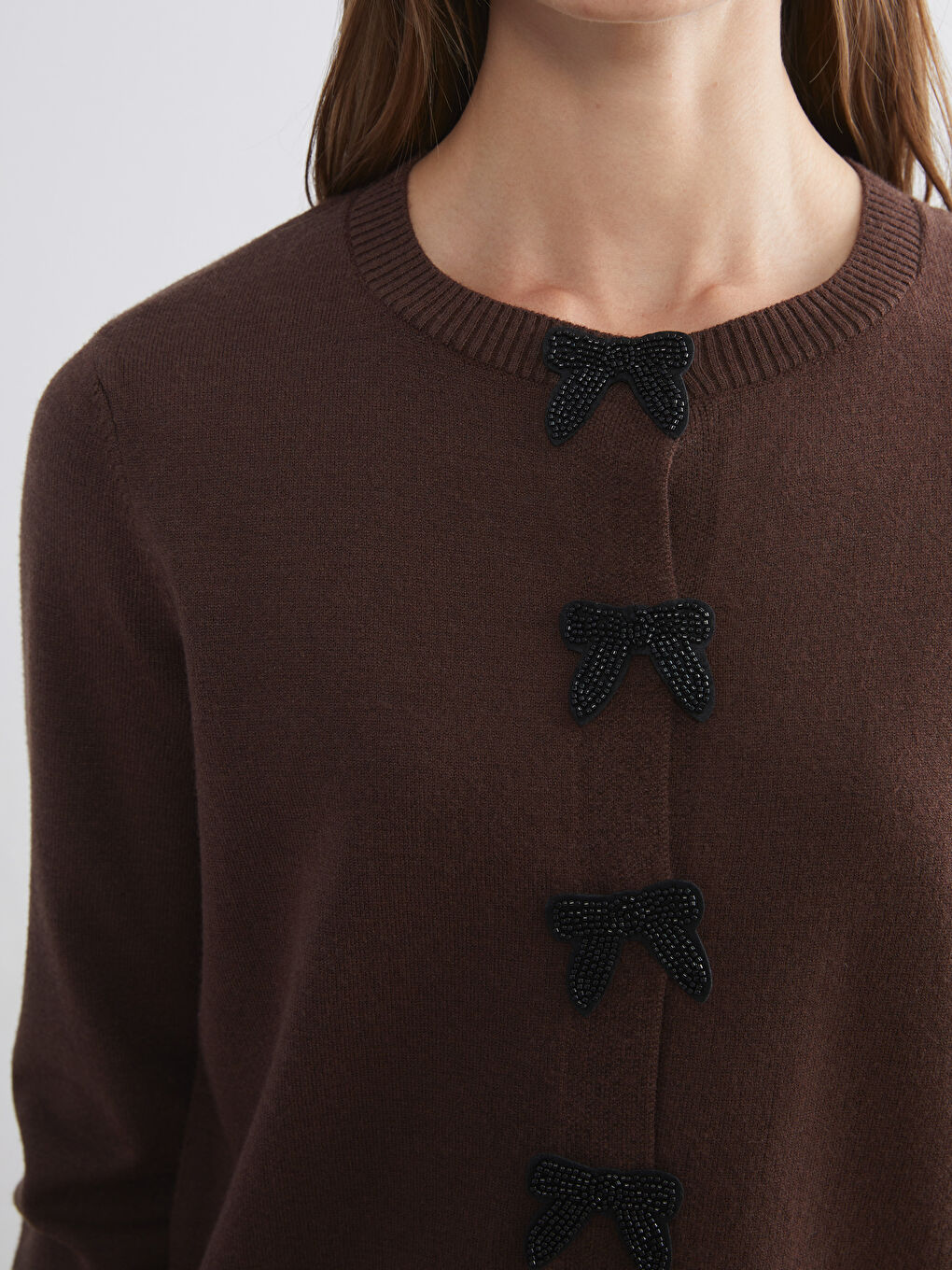 Женщины Коричневый Кардиган-2