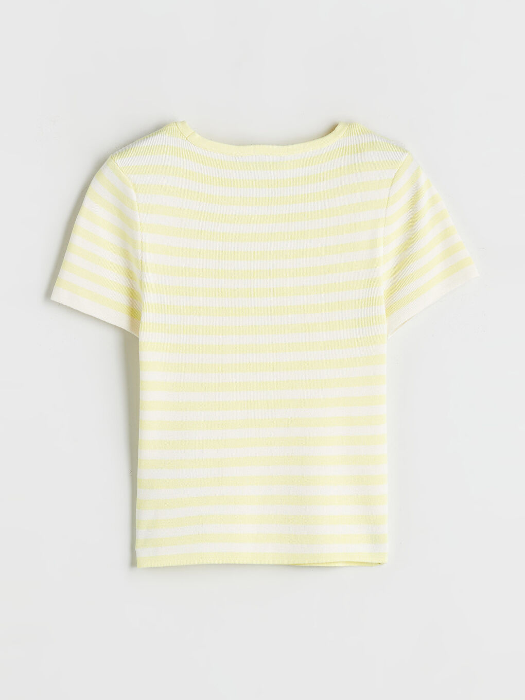 Sarı Bisiklet Yaka Çizgili Kadın Triko Kazak-5