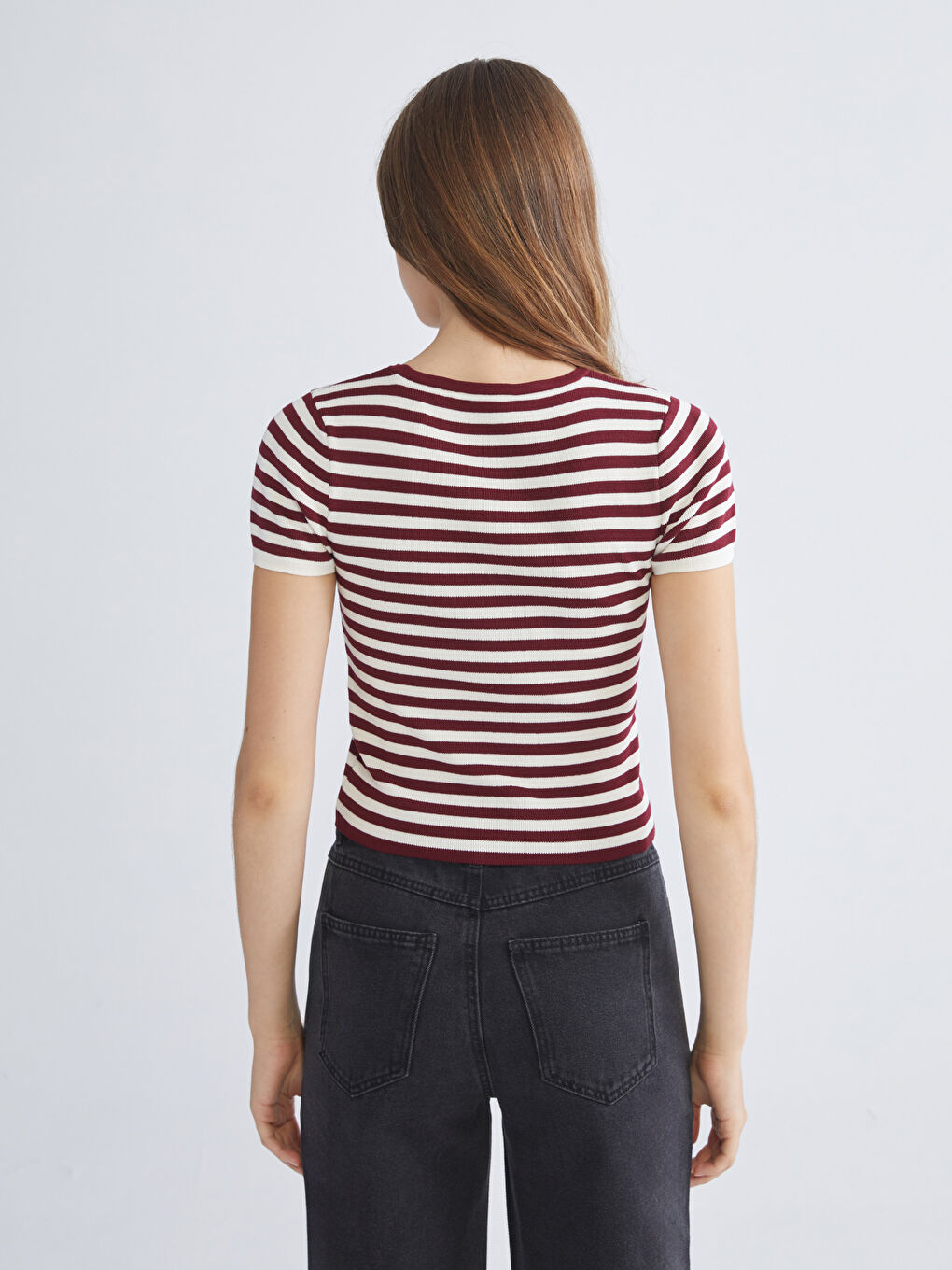 Crew Neck Striped Women's Knitwear Sweater-3