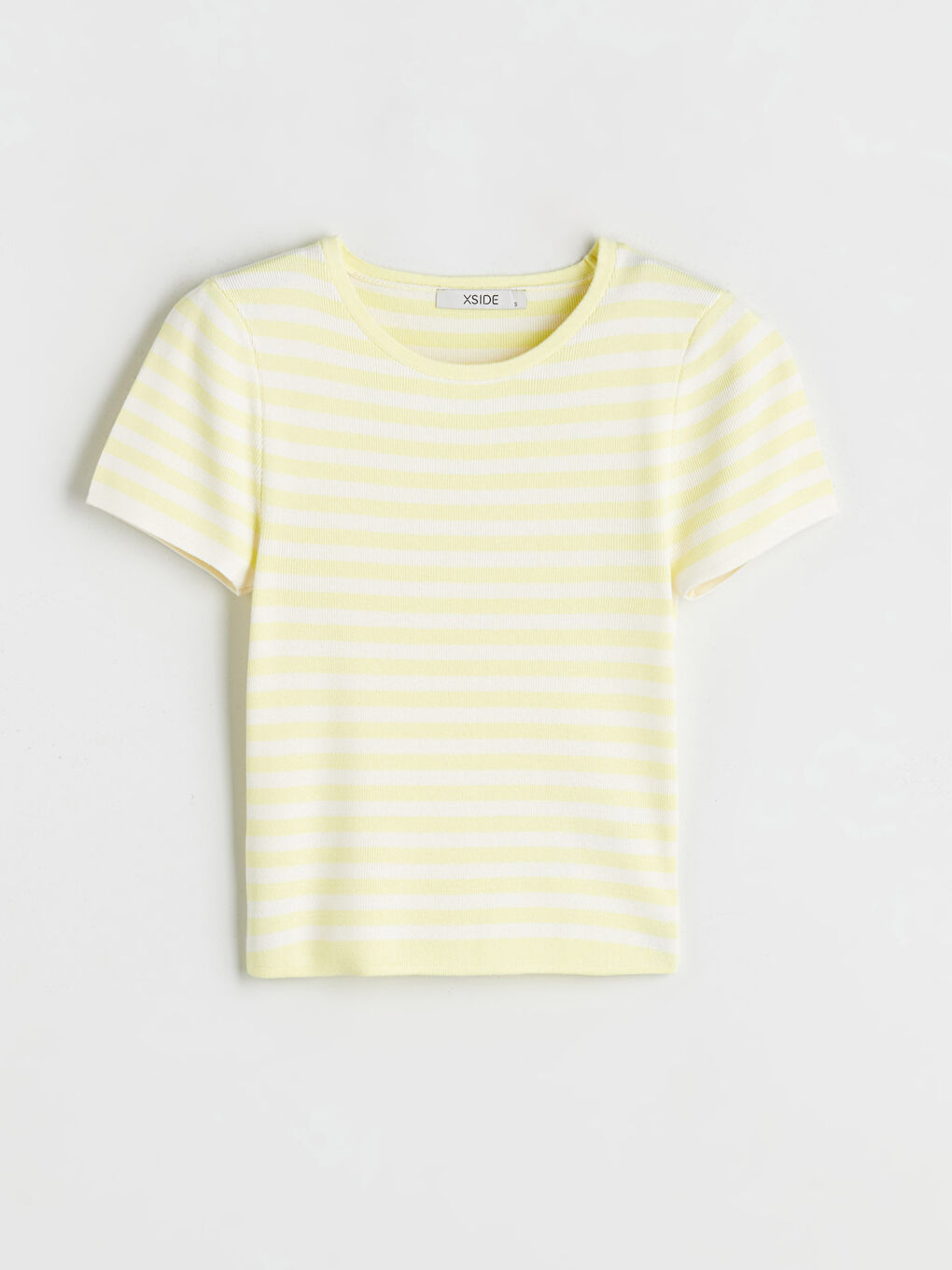 әйелдерге арналған дөңгелек жағалы жолақты трикотаж жемпір-4