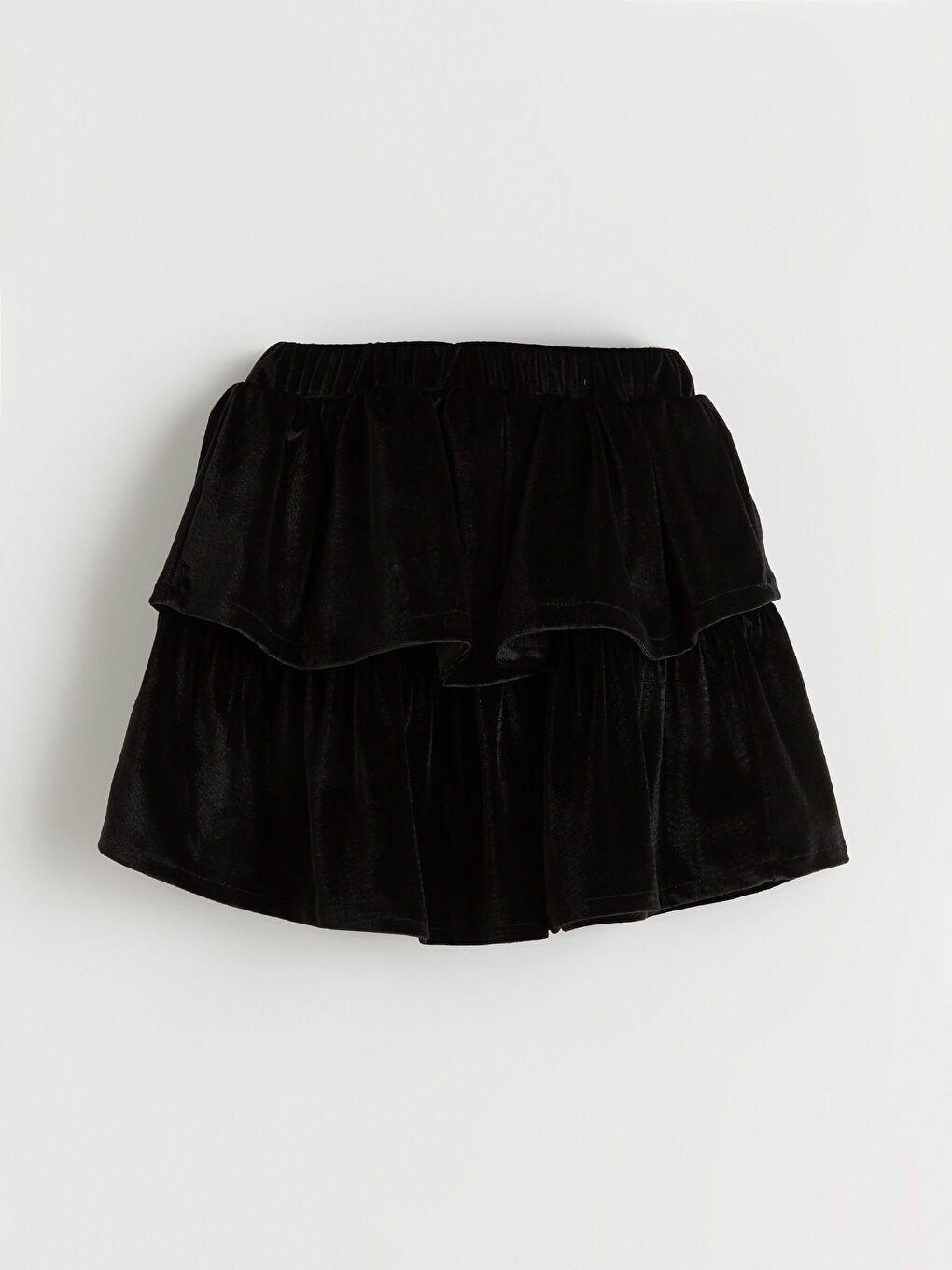 Siyah Beli Lastikli Kadife Kız Çocuk Katkat Etek-1