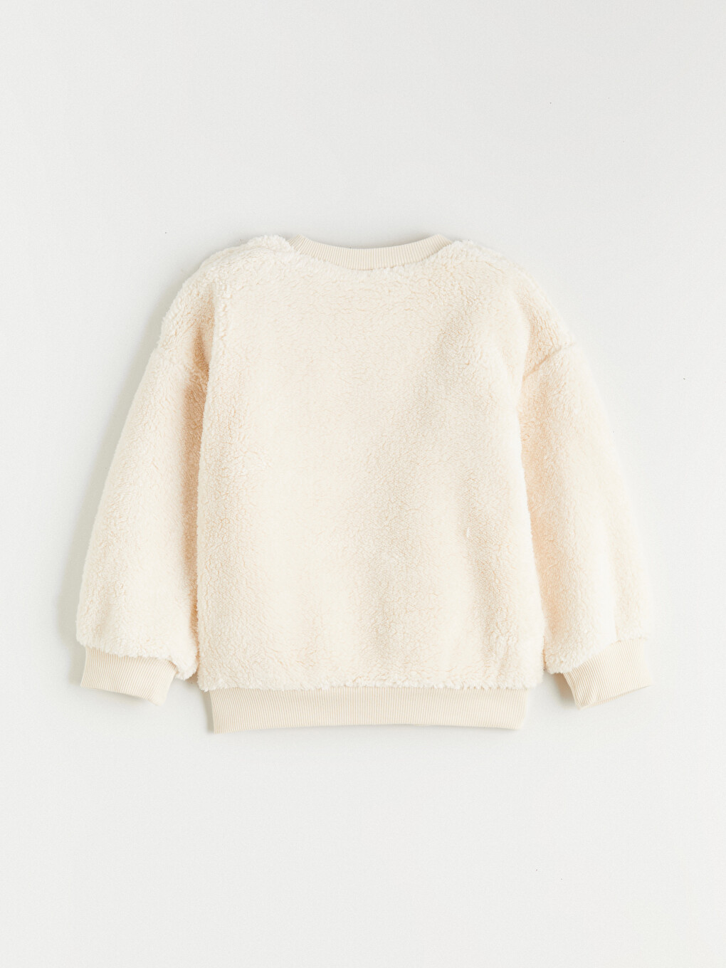 Bej Bisiklet Yaka Nakışlı Kız Çocuk Sweatshirt-2