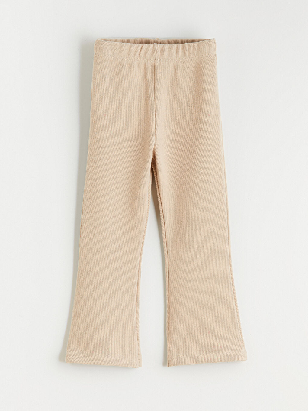 Bej Beli Lastikli İspanyol Paça Kız Çocuk Tayt Pantolon