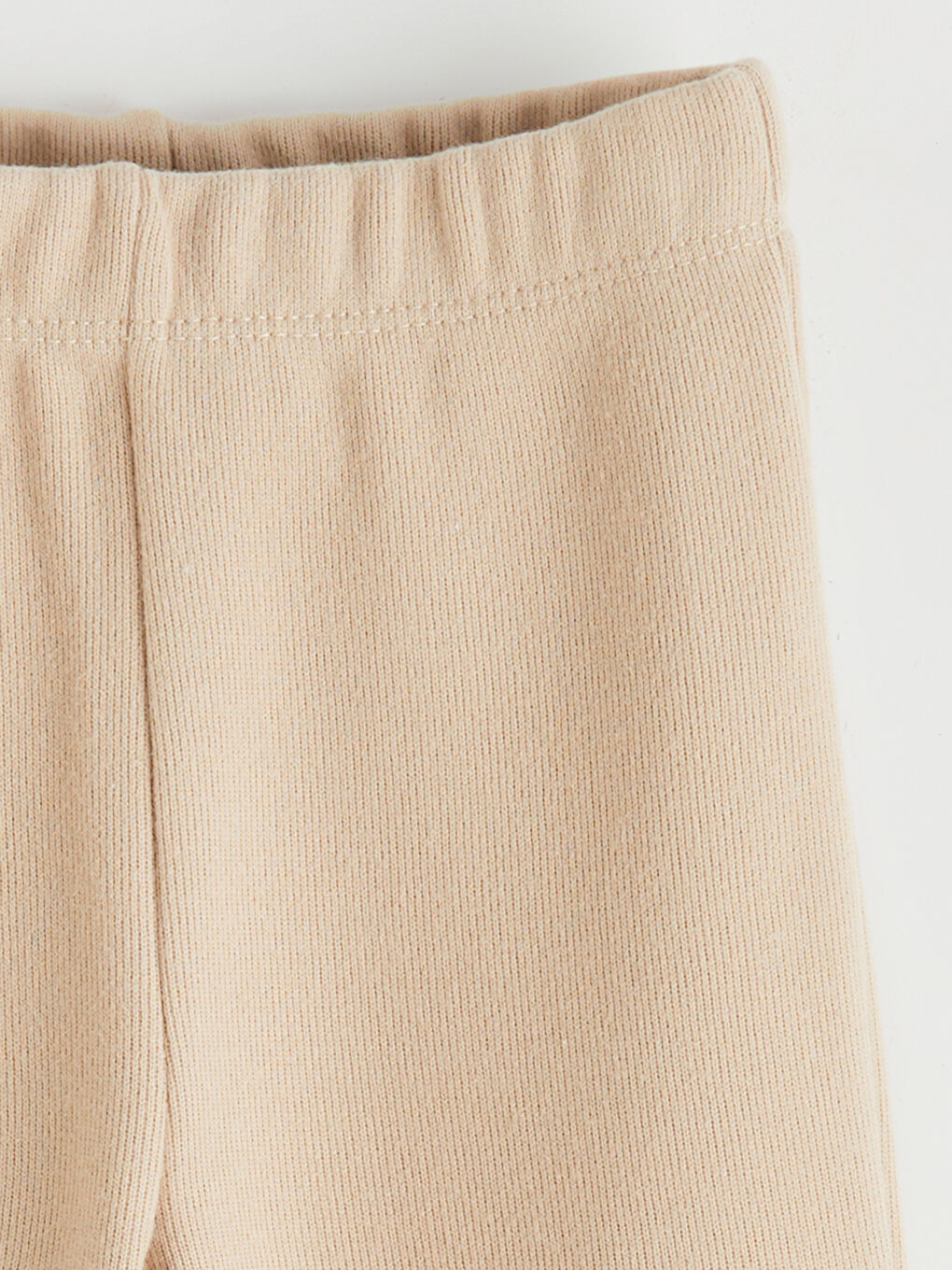 Bej Beli Lastikli İspanyol Paça Kız Çocuk Tayt Pantolon-2