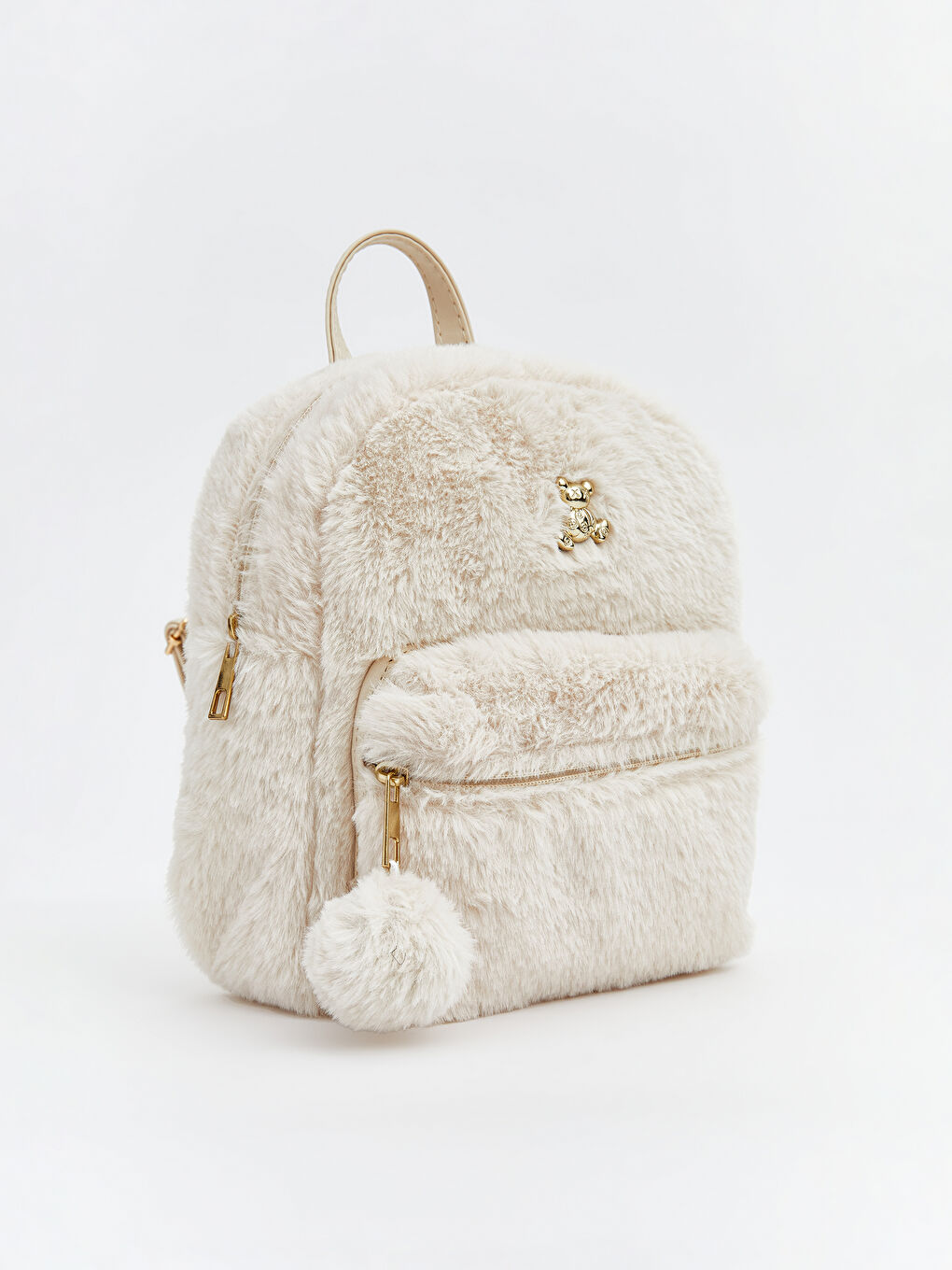 Bej Kız Çocuk Pelüş Sırt Çantası-1