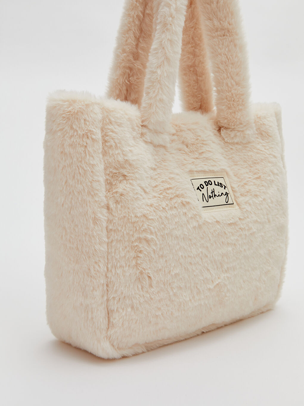 Ekru Kız Çocuk Pelüş Kol Çantası-1